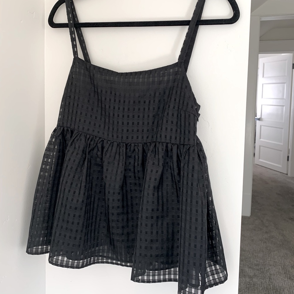 Zara checked organza baby doll top